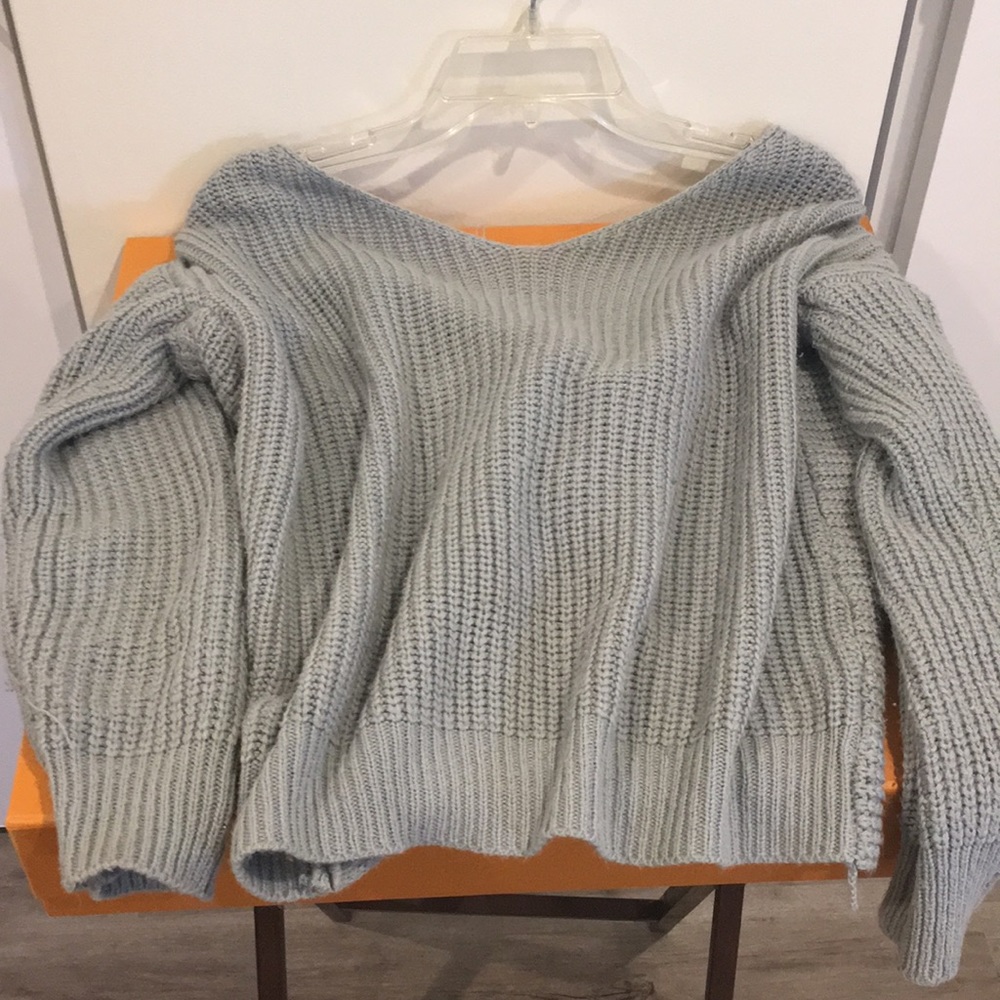 Grey Twist Back Sweater
